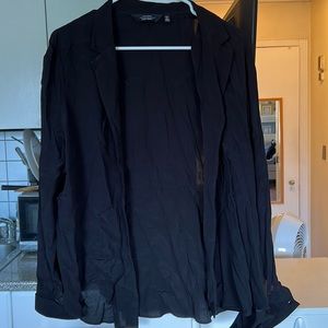 Long sleeve button up sheer black shirt